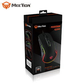 MeeTion POSEIDON G3360 Tinggi 12000 DPI Pro Marco Kabel Optik Cahaya Kabel Bercahaya Elektronik Gamer Gaming Mouse